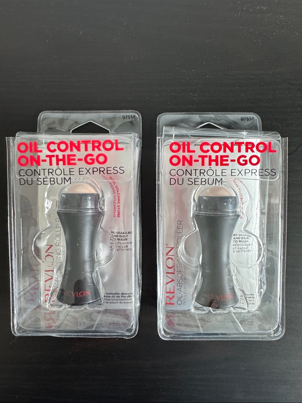Revlon Oil Control On-The-Go Roller - Black (2 Pack) new!